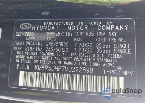 2021 Hyundai Palisade Limited from USA, damaged, VIN KM8R5DHE7MU222898